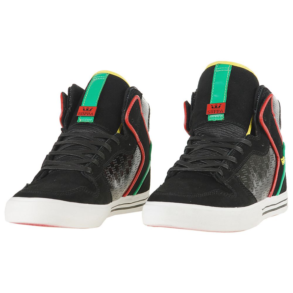 Baskets Montantes Supra Vaider Noir Jaune Black Rasta Homme | GAH-71185985